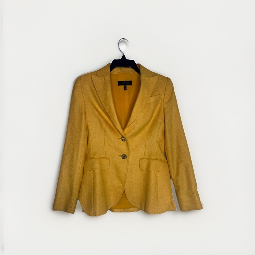 ESCADA Collared Yellow Blazer Jacket Size 34